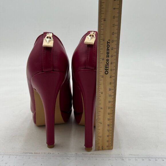 FSJ Dark Red Classic Stiletto Heels Platform Pumps Pointed Toe Formal Shoes - Picture 4 of 7